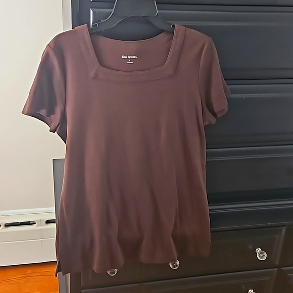Chocolate square neck 100% Cotton T by Kim Rogers - Picture 1 of 5